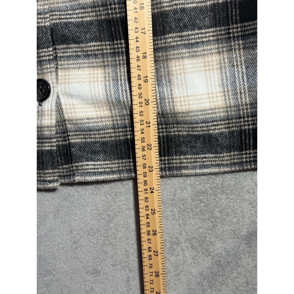 Women's Steve Madden Plaid Jacket Black Tan Cream Flannel Jacket CL42549W M - Picture 8 of 9